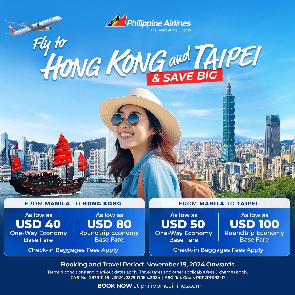 PAL unveils lowest fares for Hong Kong and Taipei flights